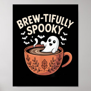 Affiche Halloween café glacé soigneusement hantée