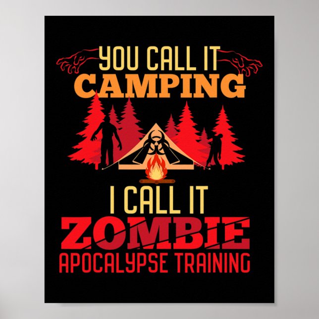 Affiche Halloween Camping Zombie Apocalypse Formation Amus (Devant)