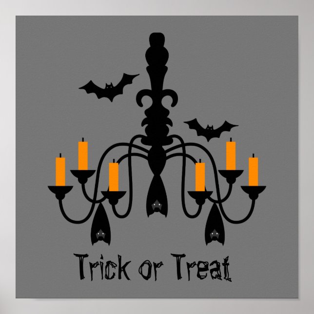 Affiche Halloween candles and bats chandeliers (Devant)