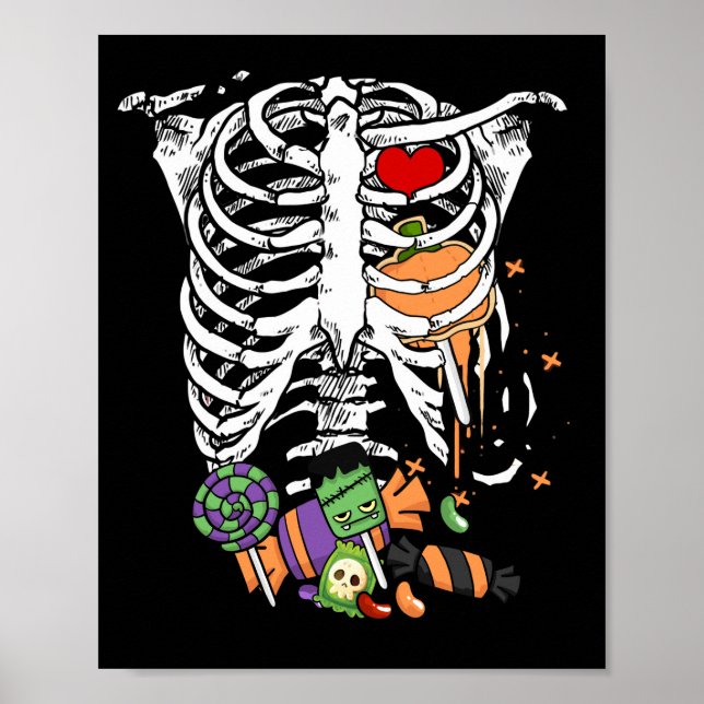 Affiche Halloween Candy Skeleton Rib Cage X-Ray (Devant)