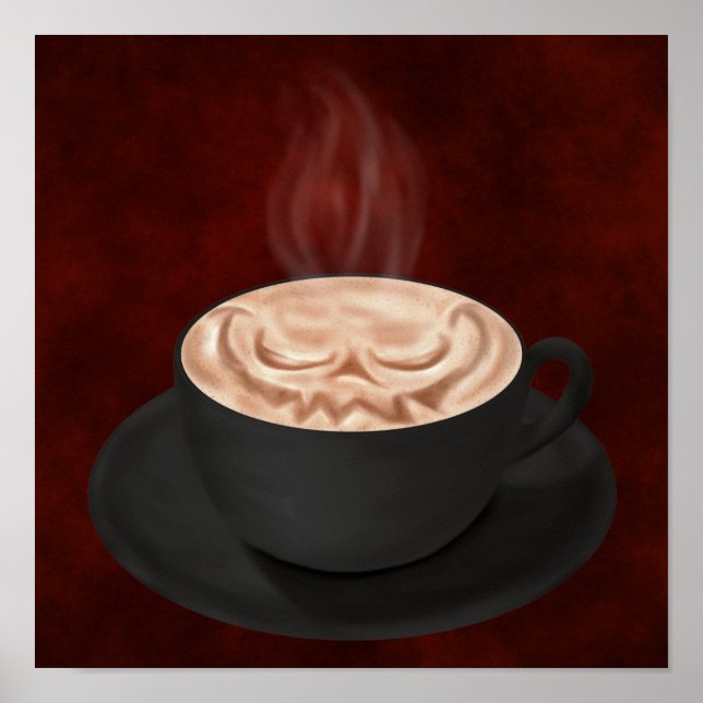 Affiche Halloween Cappuccino Art Jack-o-lanterne (Devant)