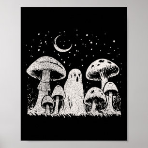 Affiche Halloween Champignons Fantôme Grunge Vintage 90 Ae