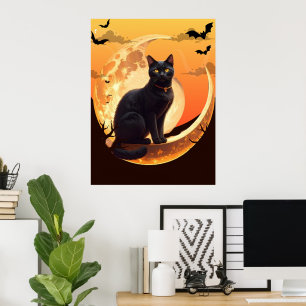 Affiche Halloween Chat Moderne