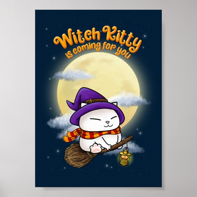 Affiche Halloween Chat Witch Kitty (Devant)
