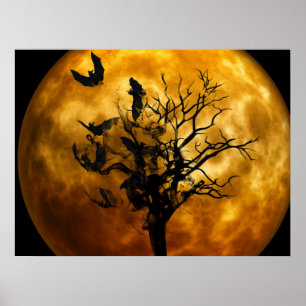 Affiche Halloween chauves-souris à scandale