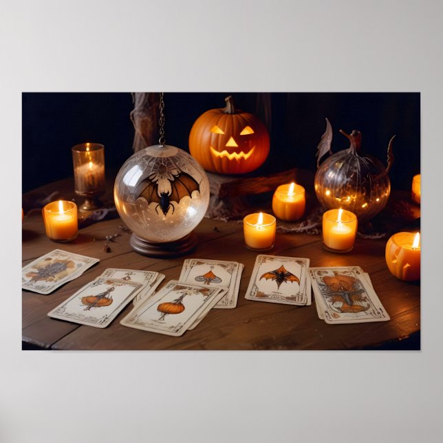 Affiche Halloween chauves-souris Citrouilles mignonne Éffr (Devant)