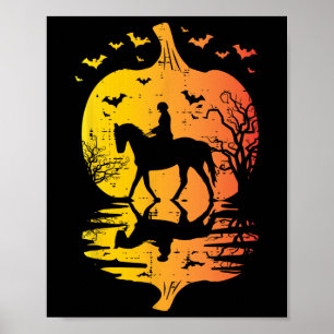 Affiche Halloween Cheval Silhouette Citrouille Costume Vin