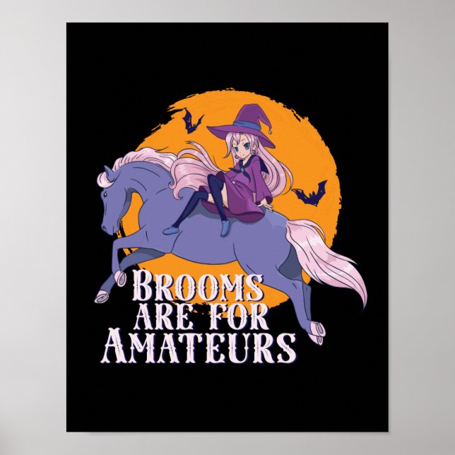 Affiche Halloween Cheval Sorcière Lover mignonne Anime Gir (Devant)