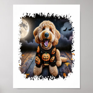 Affiche Halloween chien Goldendoodle