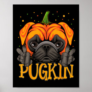 Affiche Halloween Chien Pugkin Funny Chien Citrouille Than