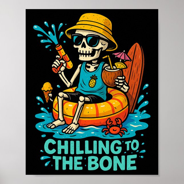 Affiche Halloween Chilling Été À L'Os Skeleton Flo (Devant)