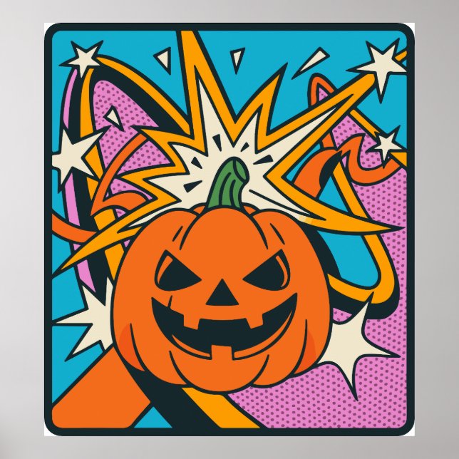 Affiche Halloween citrouille clipart PNG, éffrayant jack o (Devant)