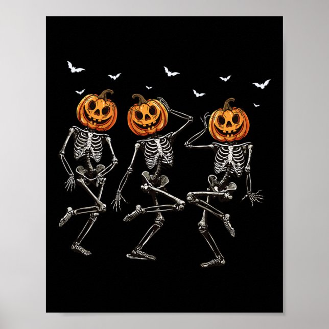 Affiche Halloween Citrouille Danser Skeleton Costume Femme (Devant)
