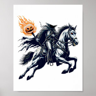Affiche Halloween Citrouille de peur sans tête Horseman