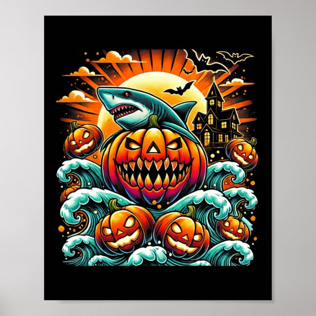 Affiche Halloween citrouille du requin (Devant)