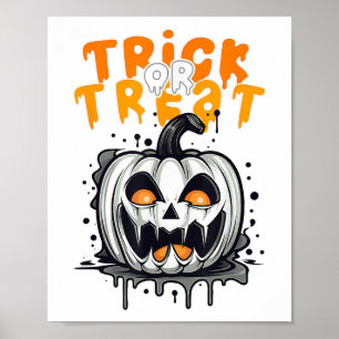 Affiche Halloween Citrouille éffrayant Design Tri ou trait