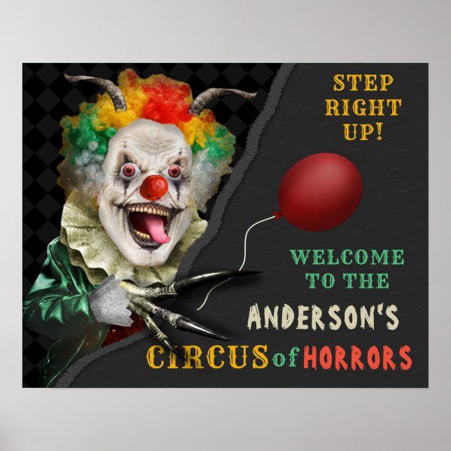 Affiche Halloween Clown effrayant Adult Déplaisant Circus  (Devant)