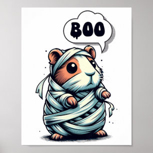 Affiche Halloween Cochon De Guinée Mignonne Et Éffrayante
