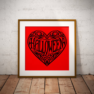 Affiche Halloween cœur, Cœur noir, Vacances