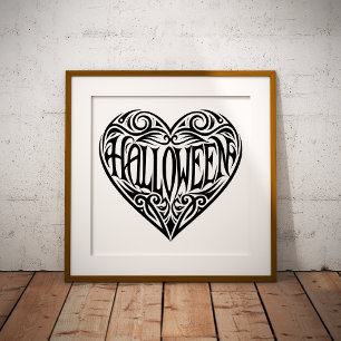 Affiche Halloween cœur, Cœur noir, Vacances