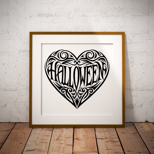 Affiche Halloween cœur, Cœur noir, Vacances (Créateur téléchargé)
