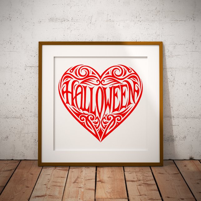 Affiche Halloween cœur, cœur rouge, vacances (Créateur téléchargé)
