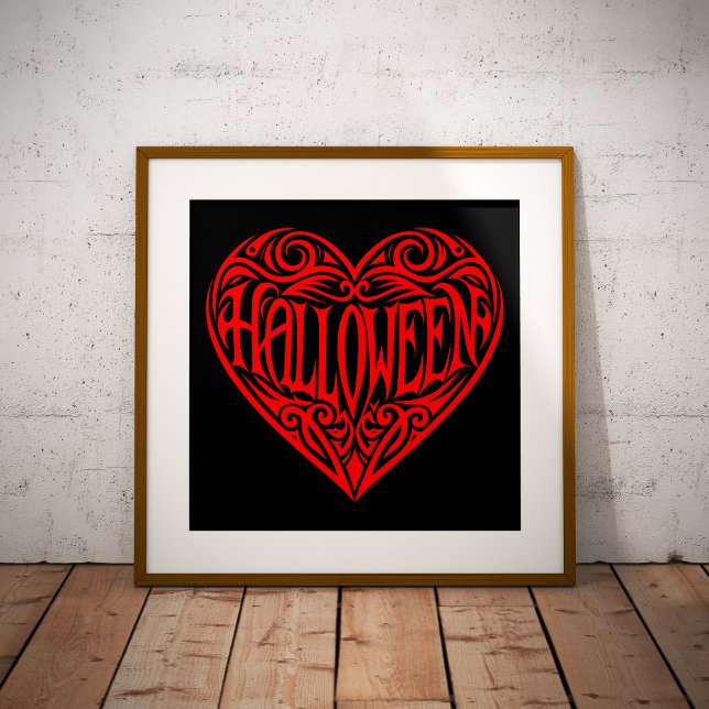 Affiche Halloween cœur, cœur rouge, vacances (Créateur téléchargé)