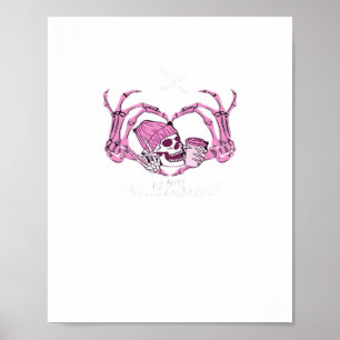 Affiche Halloween Coeur crâne mains Skeleton Beanie Design