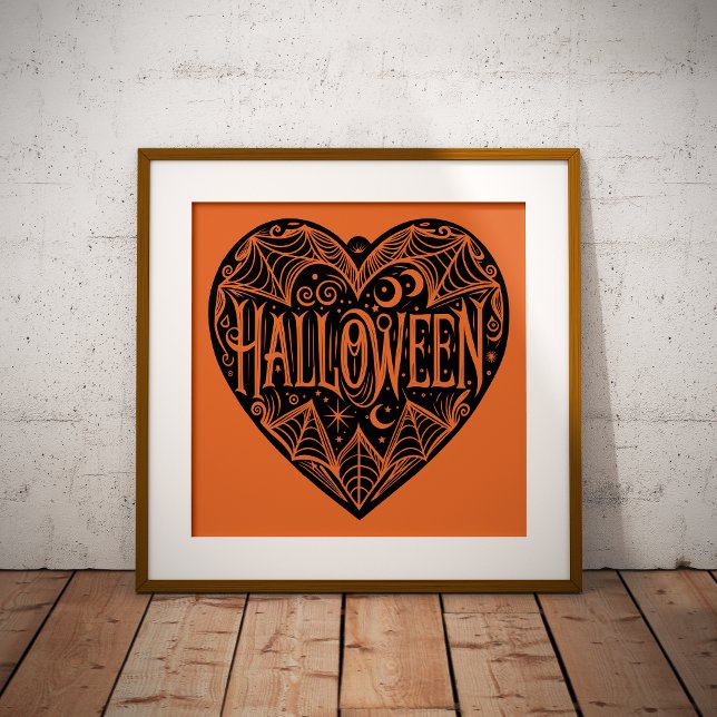 Affiche Halloween cœur, forme de cœur noir, vacances (Créateur téléchargé)