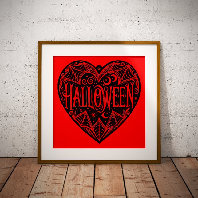 Affiche Halloween cœur, forme de cœur noir, vacances (Créateur téléchargé)