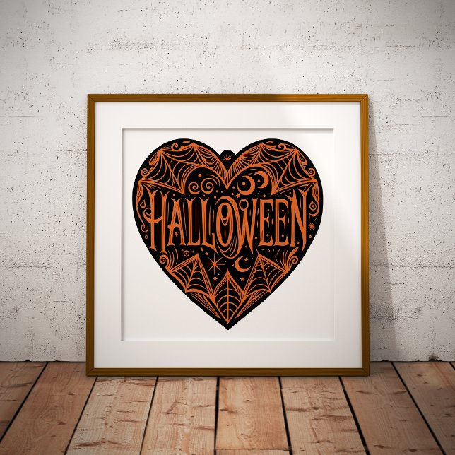 Affiche Halloween cœur, forme de cœur noir, vacances (Créateur téléchargé)