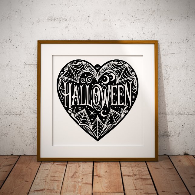 Affiche Halloween cœur, forme de cœur noir, vacances (Créateur téléchargé)