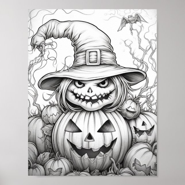 Affiche Halloween Coloration adulte (Devant)