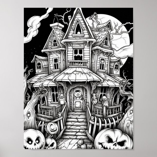 Affiche Halloween Coloration adulte (Devant)