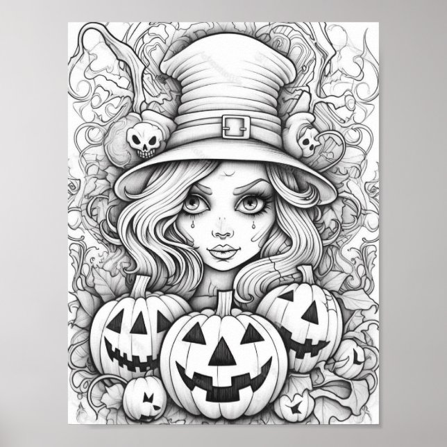 Affiche Halloween Coloration adulte (Devant)