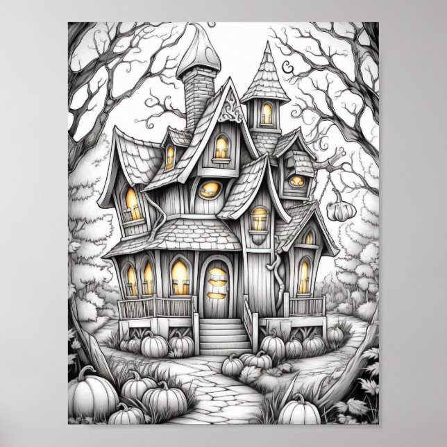 Affiche Halloween Coloration adulte (Devant)