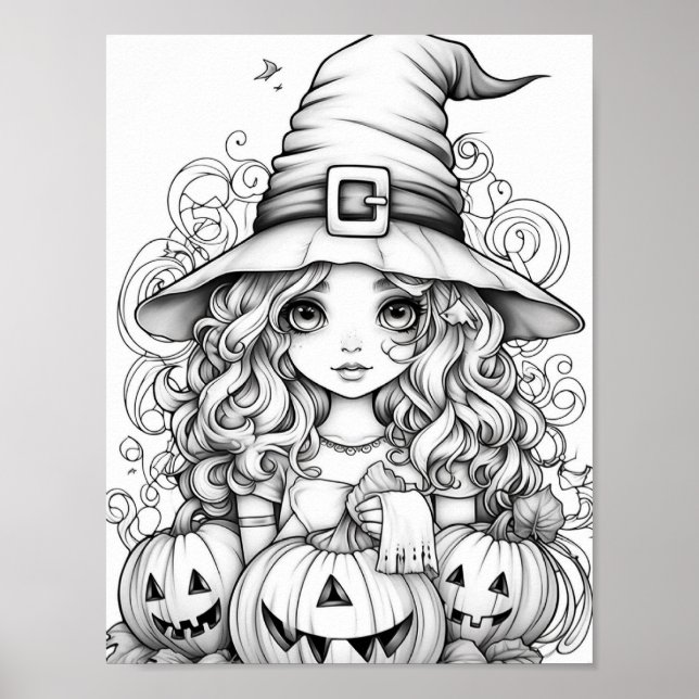 Affiche Halloween Coloration adulte (Devant)