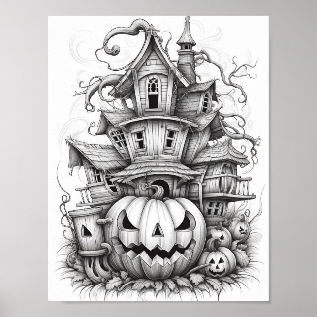 Affiche Halloween Coloration adulte (Devant)