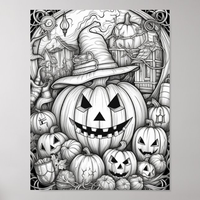 Affiche Halloween Coloration adulte (Devant)