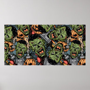 Affiche Halloween colorful element seamless 