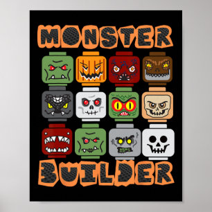Affiche Halloween Construire briques Monster Constructeur