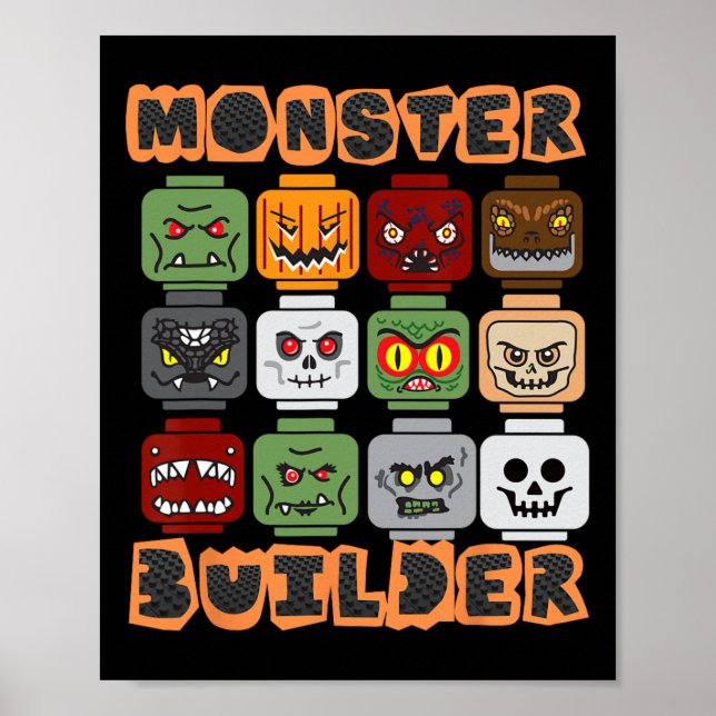 Affiche Halloween Construire briques Monster Constructeur  (Devant)