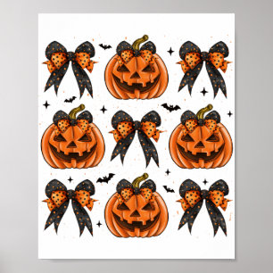 Affiche Halloween Coquette Bow Citrouille Éffrayante Femme