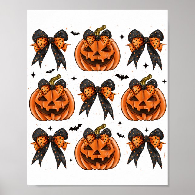 Affiche Halloween Coquette Bow Citrouille Éffrayante Femme (Devant)