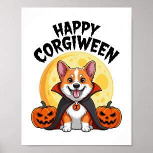 Affiche Halloween Corgiween, Chien de Corgi Éffrayant