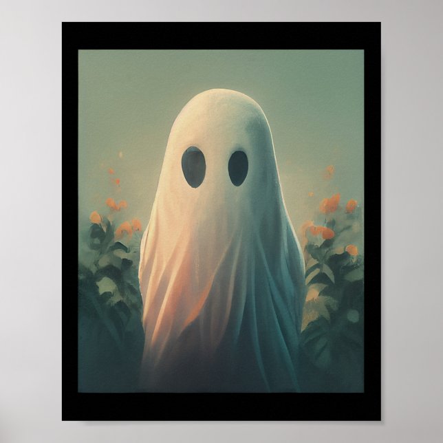 Affiche Halloween Costume Fantôme Dans La Forêt Gothique (Devant)