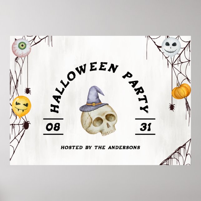 Affiche Halloween Costume fête aquarelle (Devant)