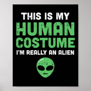 Affiche Halloween Costume Humain Im Alien Drôle Hommes Fem