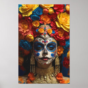 Affiche Halloween crâne de sucre, Dia de los Muertos