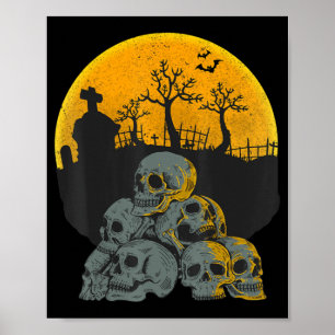 Affiche Halloween Crânes Tête Lune Skeleton Costume Enfant